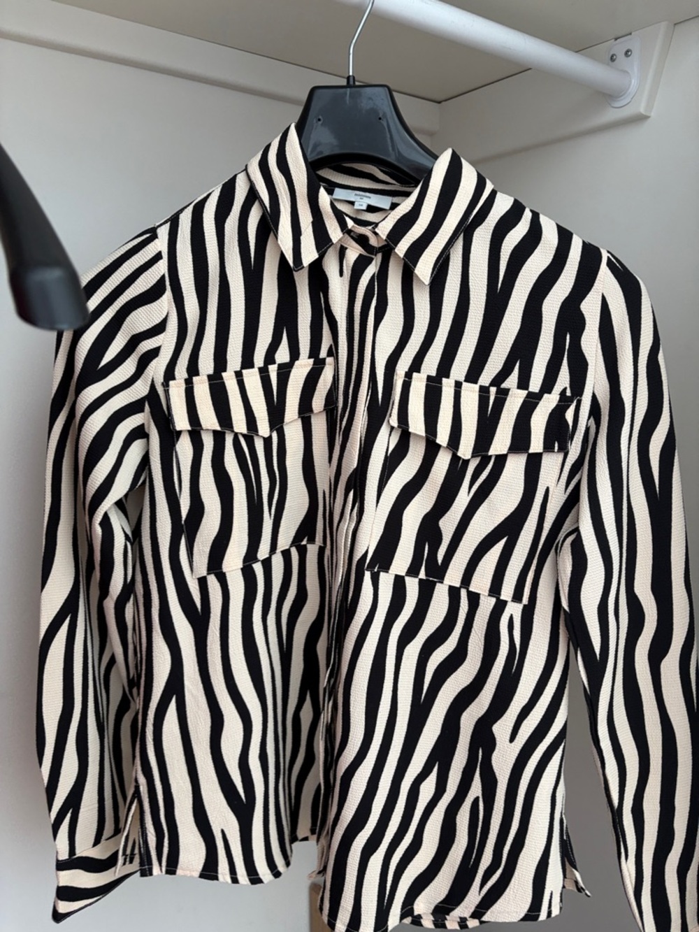 Minimum Black and Cream Zebra-Stripe Shirt Jacket